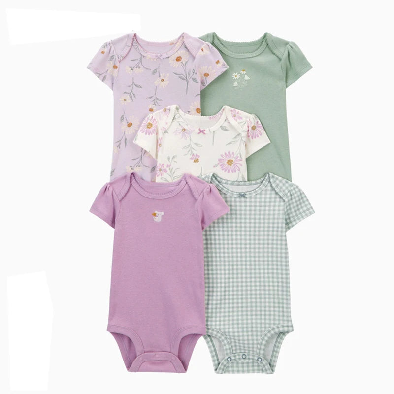 5Pcs Summer Baby Bodysuit Girl Boy Clothes Cotton New Born Baby Clothing Pajama Body Baby Jumpsuit Cartoon Infant Outfits