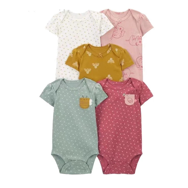 5Pcs Summer Baby Bodysuit Girl Boy Clothes Cotton New Born Baby Clothing Pajama Body Baby Jumpsuit Cartoon Infant Outfits