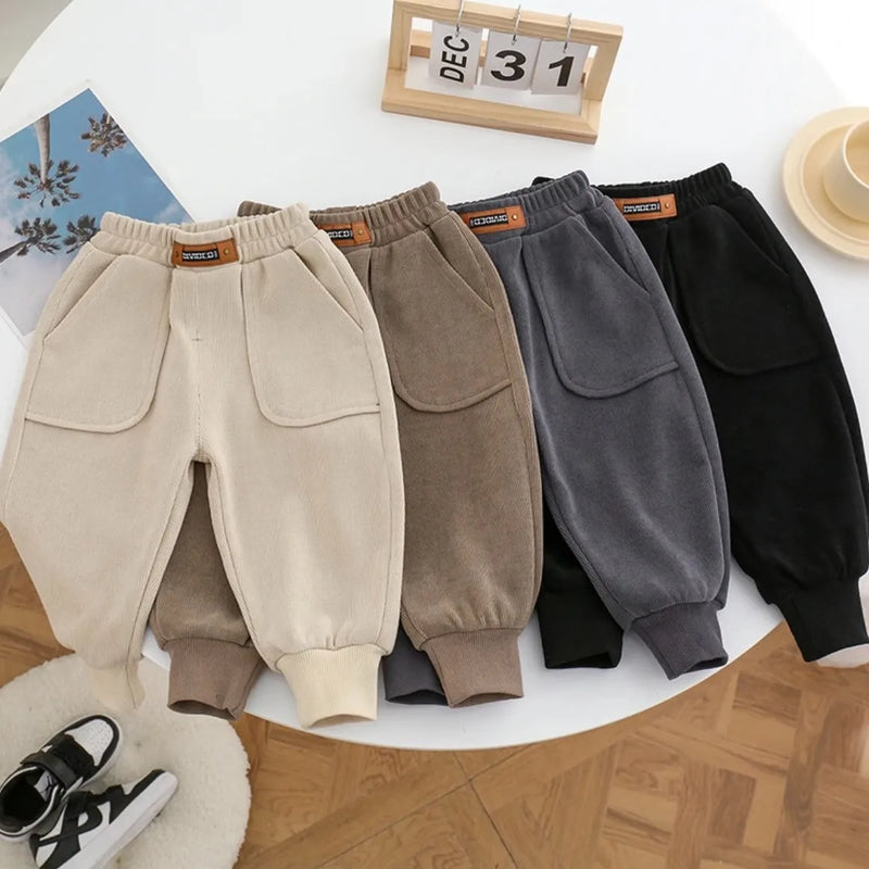 2024 Autumn Children Boy Lantern Pants Cotton Letter Sticker Jogger Pant For Baby Boys 1-12 Years Boys Teenage Solid Sporty Pant